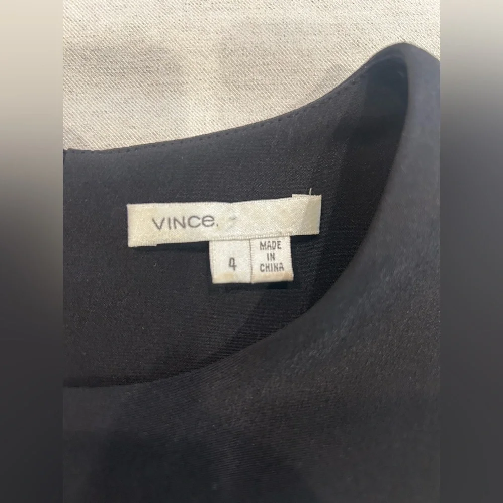 VINCE - Black 100% Silk Sheath Button Down Back Sleeveless Dress Size 4 - Picture 6 of 9